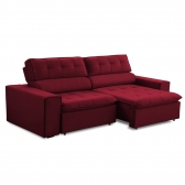 Sofa 2 Lugares Retratil Reclinavel Libano 2,50 M Veludo Vermelho