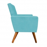 Poltrona Decorativa Nina Pés Madeira Suede Turquesa
