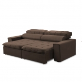 Sofa 2 Lugares Retratil Reclinavel Libano 2,50 M Veludo Marrom