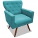 Kit 02 Poltronas Decorativa Julieta Pés Madeira Suede Turquesa