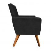 Namoradeira Decorativa Nina com Pés Madeira Suede Preto