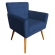 Kit 02 Poltronas Decorativas Onix Pés Madeira Suede Azul Marinho