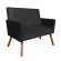 Namoradeira Decorativa Nina com Pés Madeira Suede Preto