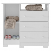 Penteadeira Camarim Escrivaninha Clara Com Cômoda Sapateira Infantil 1 Porta 3 Gavetas Laís Branco Clique Chique