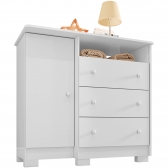 Penteadeira Camarim Escrivaninha Clara Com Cômoda Sapateira Infantil 1 Porta 3 Gavetas Laís Branco Clique Chique