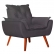 Kit 02 Poltronas Decorativa Melissa Pés Madeira Suede Cinza