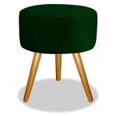 Puff Decorativo Redondo Pés Madeira Suede Verde