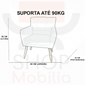Poltrona Decorativa Onix Pés Madeira Suede Turquesa