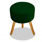 Puff Decorativo Redondo Pés Madeira Suede Verde