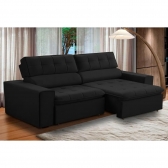 Sofa 2 Lugares Retratil Reclinavel Atenas 2,10 M Suede Preto