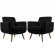 Kit 02 Poltronas Decorativa Cristal Pés Madeira Suede Preto