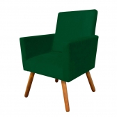 Kit 01 Namoradeira e 02 Poltronas Decorativa Nina com Pés Madeira Suede Verde