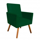 Kit 01 Namoradeira e 02 Poltronas Decorativa Nina com Pés Madeira Suede Verde