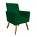 Kit 01 Namoradeira e 02 Poltronas Decorativa Nina com Pés Madeira Suede Verde
