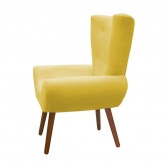 Poltrona Decorativa Bella Pés Madeira Suede Amarelo
