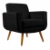 Kit 02 Poltronas Decorativa Cristal Pés Madeira Suede Preto