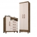 Kit Cômoda Sapateira 1 Porta 4 Gavetas Porto Belo Com Multiuso Cairo 2 Portas Teka Champanhe