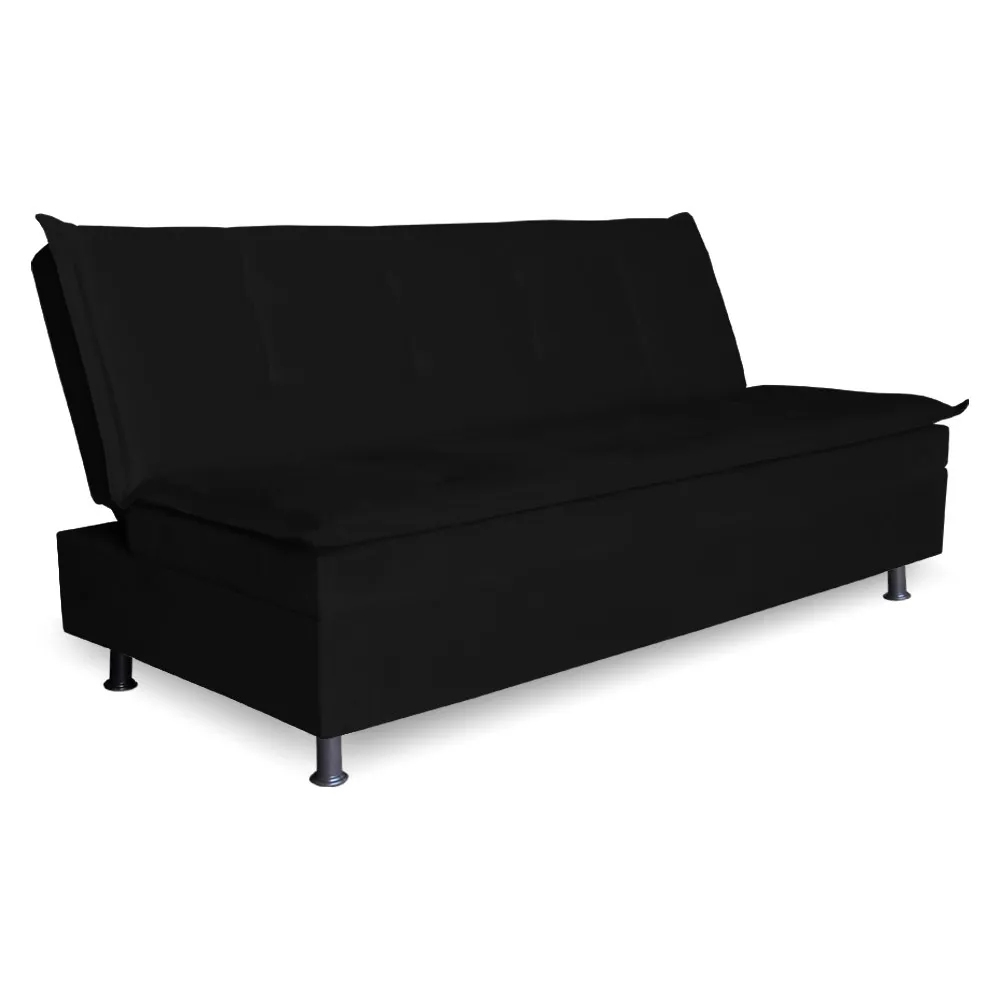 Sofa Cama 3 Lugares Retratil Reclinavel Manu 1,90 M Suede Preto