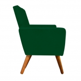 Kit 01 Namoradeira e 02 Poltronas Decorativa Nina com Pés Madeira Suede Verde