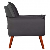 Kit 02 Poltronas Decorativa Melissa Pés Madeira Suede Cinza