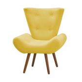 Poltrona Decorativa Bella Pés Madeira Suede Amarelo