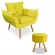 Kit Poltrona Decorativa Opala Deluxe com Puff Redondo Suede Amarelo