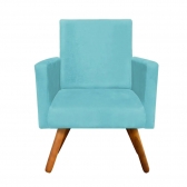 Poltrona Decorativa Nina Pés Madeira Suede Turquesa