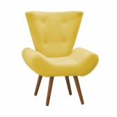 Poltrona Decorativa Bella Pés Madeira Suede Amarelo