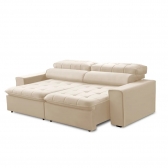 Sofa 2 Lugares Retratil Reclinavel Atenas 2,50 M Suede Bege