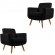 Kit 02 Poltronas Decorativa Cristal Pés Madeira Suede Preto