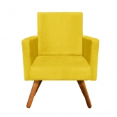 Poltrona Decorativa Beatriz Pés Madeira Suede Amarelo