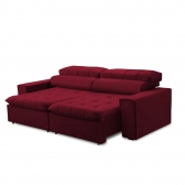 Sofa 2 Lugares Retratil Reclinavel Libano 2,30 M Veludo Vermelho