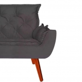 Kit 02 Poltronas Decorativa Melissa Pés Madeira Suede Cinza