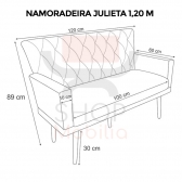 Namoradeira Decorativa Julieta 1,20 M Pés Madeira Suede Bege