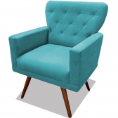 Kit 02 Poltronas Decorativa Julieta Pés Madeira Suede Turquesa