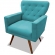 Kit 02 Poltronas Decorativa Julieta Pés Madeira Suede Turquesa