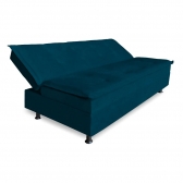 Sofa Cama 3 Lugares Retratil Reclinavel Manu 1,90 M Suede Azul Marinho