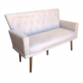 Namoradeira Decorativa Julieta 1,20 M Pés Madeira Suede Bege