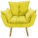 Kit Poltrona Decorativa Opala Deluxe com Puff Redondo Suede Amarelo