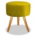 Puff Decorativo Redondo Pés Madeira Suede Amarelo