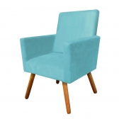 Poltrona Decorativa Nina Pés Madeira Suede Turquesa
