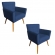 Kit 02 Poltronas Decorativas Onix Pés Madeira Suede Azul Marinho