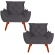 Kit 02 Poltronas Decorativa Melissa Pés Madeira Suede Cinza