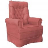Poltrona Amamentação Balanço Ana Alice com Puff Veludo Rosa