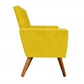 Poltrona Decorativa Beatriz Pés Madeira Suede Amarelo