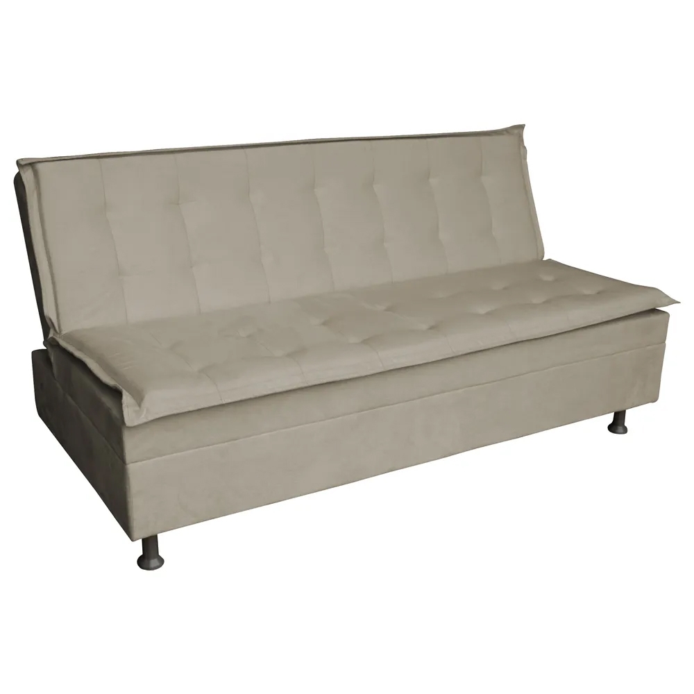 Sofa Cama 3 Lugares Retratil Reclinavel Manu 1,90 M Suede Bege