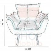 Kit Poltrona Decorativa Opala Deluxe com Puff Redondo Suede Amarelo