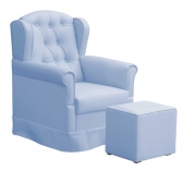 Poltrona Amamentação Balanço Manu com Puff Suede Azul Bebê