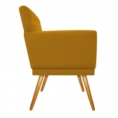 Poltrona Decorativa Aurora Pés Madeira Suede Amarelo