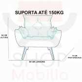 Kit 02 Poltronas Decorativa Melissa Pés Madeira Suede Cinza